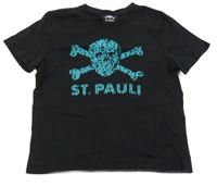 Černé tričko s lebkou St. Pauli