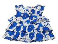 Bílo-modrá květovaná tunika s volánky Orchestra 