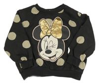 Tmavošedá oversize mikina s Minnií a puntíky H&M