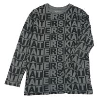 Černo-šedé kostkované triko s písmenky Primark