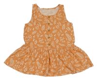 Oranžový peplum top s listy Tu
