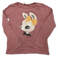 Růžové triko se zajíčkem H&M