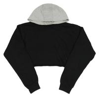 Černá crop oversize mikina se šedou kapucí Primark