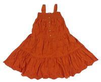 Cihlové melírované letní šaty s madeirou Tu