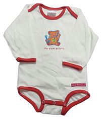 Bílo-červené body s medvídkem FIRST SHIRT