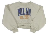 Světlebéžová crop mikina s nápisem a číslem PRIMARK