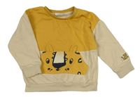 Hořčicovo-béžová mikina s leopardem/kapsou zn. so cute