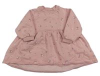 Světlerůžové teplákové šaty s kytičkami zn. F&F