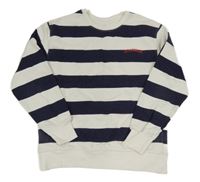 Bílo-tmavomodrá pruhovaná mikina s nápisem ZARA