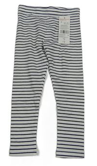 Nové - bílo-tmavomodré pruhované legíny F&F