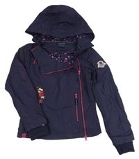 Tmavomodrá šusťáková jarní bunda s růžemi a kapucí STEEDS