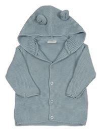 Světlemodrý propínací svetr s kapucí s oušky Next