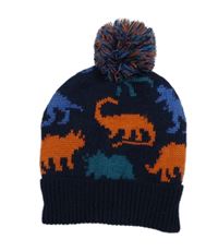 Tmavomodrá čepice s dinosaury a bambulí PRIMARK