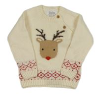 Smetanový svetr se sobem a vzorem F&F