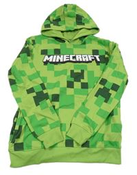 Zelená kostkovaná mikina s Minecraft s kapucí