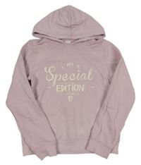 Světlerůžová mikina s nápisy a kapucí C&A