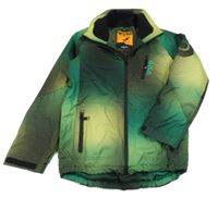 Černo-zeleno-žlutá vzorovaná šusťáková zimní lyžařská bunda KappAhl