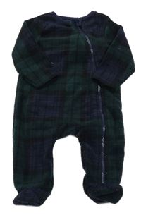 Khaki-tmavomodro-černý kostkovaný fleecový overal Tu