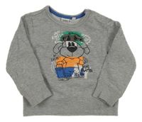 Šedá melírovaná mikina s pejskem Blu Kids