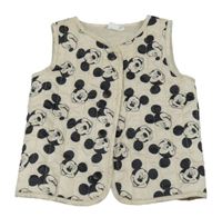 Smetanová prošívaná šusťáková zateplená vesta s Mickey Disney