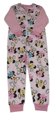 Světlerůžovo-růžový fleecový overal s Minnie Disney