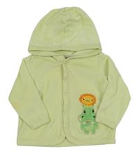 Světlezelená sametová propínací mikina se zvířátky a kapucí H&M