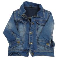 Modrá tepláková riflová bunda s nášivkou a límečkem ZEEMAN