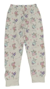 Smetanové pyžamové kalhoty s medvídky a zajíčky OVS
