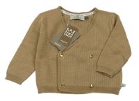 Nové - hnědobéžový žebrovaný vlněný propínací svetr THEIR NIBS