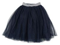 Tmavomodro-stříbrná puntíkatá tylová sukně St. Bernard