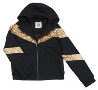 Černo-zlatá šusťáková jarní bunda s kapucí C&A