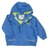 Modrá nepromokavá jarní bunda s raketami a bleskem a kapucí X-MAIL