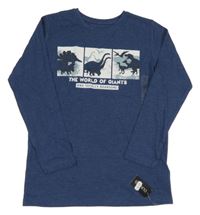 Nové - tmavomodré melírované triko s dinosaury St. Bernard