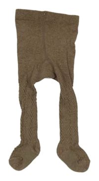 Kávové melírované vzorované punčocháče H&M