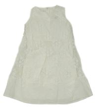 Smetanové organzovo/hedvábné slavnostní šaty s květy a srdíčkem z kamínků Alice Pi.