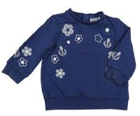 Tmavomodrá mikina s květy a kotvami ORIGINAL MARINES