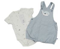 Nové - 2Set - Světlemodro-bílé pruhované plátěné laclové kraťasy s 3D velrybou + bílé body s mořskými živočichy F&F