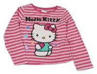 Tmavorůžovo-světlerůžové pruhované crop triko s Kitty Sanrio