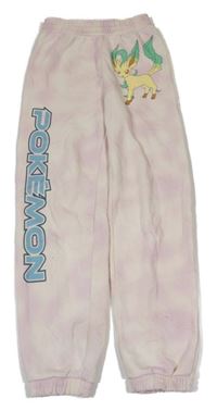 Růžovo-smetanové batikované tepláky s pokémonem H&M
