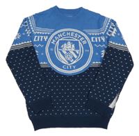 Modro-tmavomodrý fotbalový svetr Manchester City PRIMARK