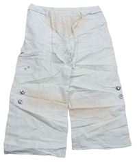 Bílé plátěné roll-up kalhoty s páskem Yd.