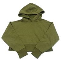 Khaki melírovaná crop mikina s kapucí Matalan