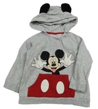 Šedá melírovaná mikina s Mickeym a kapucí C&A