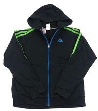 Černá propínací mikina s logem a kapucí Adidas