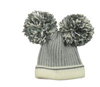 ŠEdo-smetanová žebrovaná pletená čepice s bambulemi George