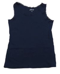 Tmavomodrý top s krajkou Alive