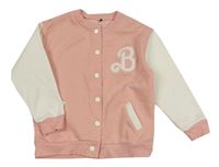 Růžovo-bílá baseballová mikina s písmenem