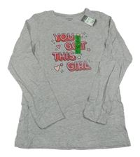 Nové - Šedé melírované triko s nápisem Primark