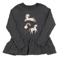 Antracitové triko s jednorožci George