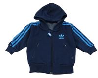 Tmavomodrá propínací mikina s logem a kapucí Adidas